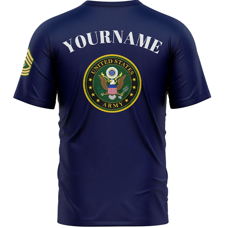 Custom Navy 1776 American Flag U.S Army Military Rank Name Memorial Day T-Shirt