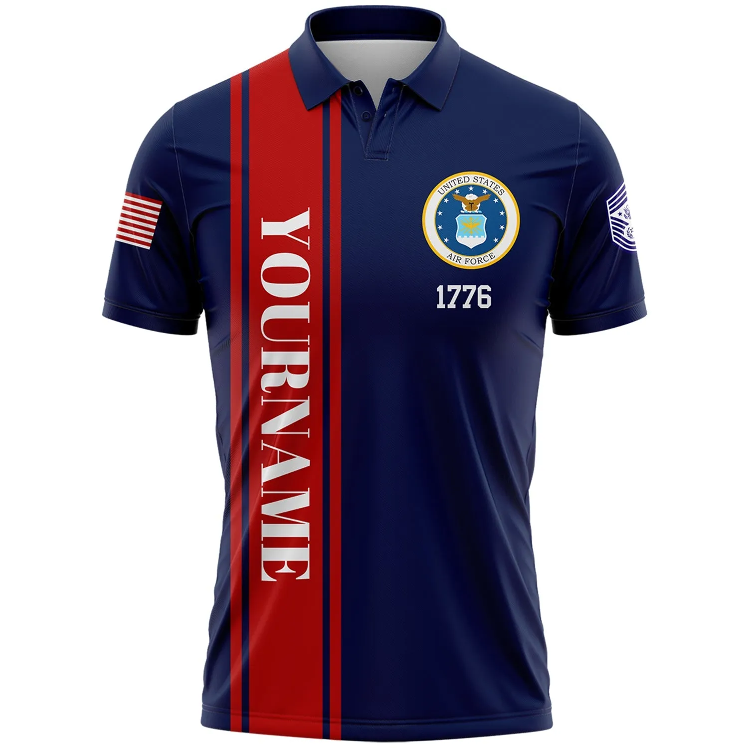 Custom Navy I'M A Veteran I Served So You Could Take A Knee 1776 Flag Military Rank Name Veterans Day Golf Polo Shirt