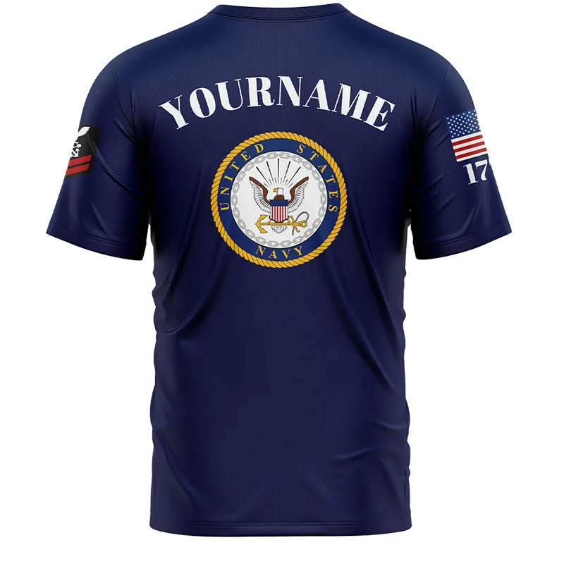 Custom Navy Skull Their Lives Freedom 1776 U.S Navy Military Rank Name T-Shirt