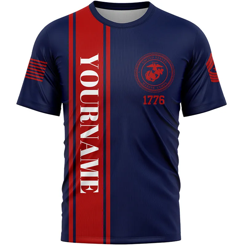 Custom Navy The Statue of Liberty 4th Of July Military Rank Name Independence Day T-Shirt