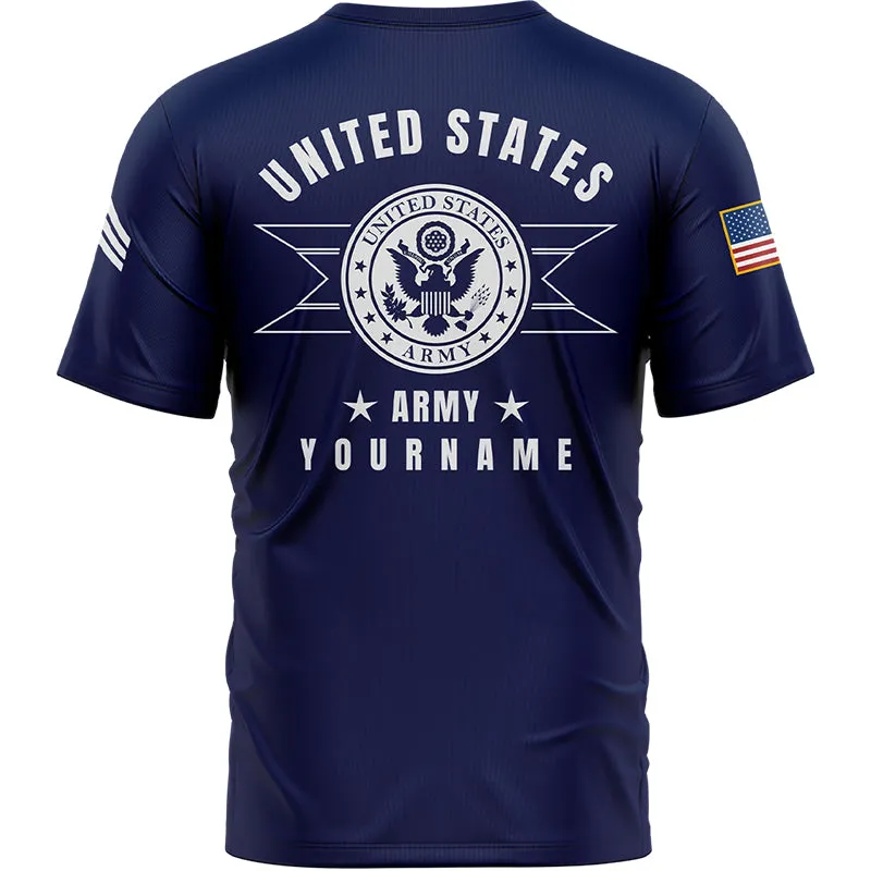Custom Navy U.S Army Military Rank Veteran Name T-Shirt