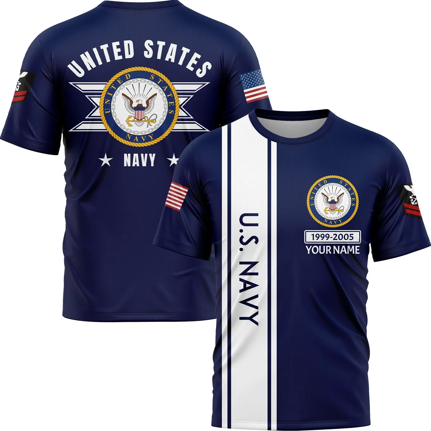 Custom Navy U.S Navy Military Rank Name T-Shirt