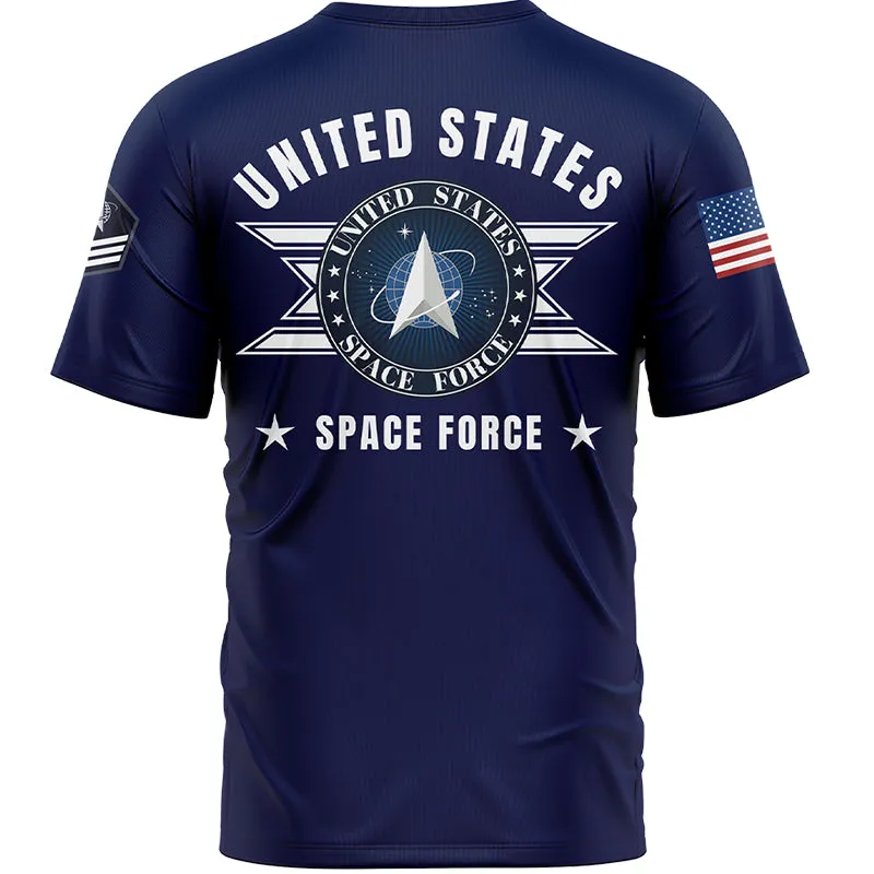 Custom Navy U.S Space Force Military Rank Name T-Shirt