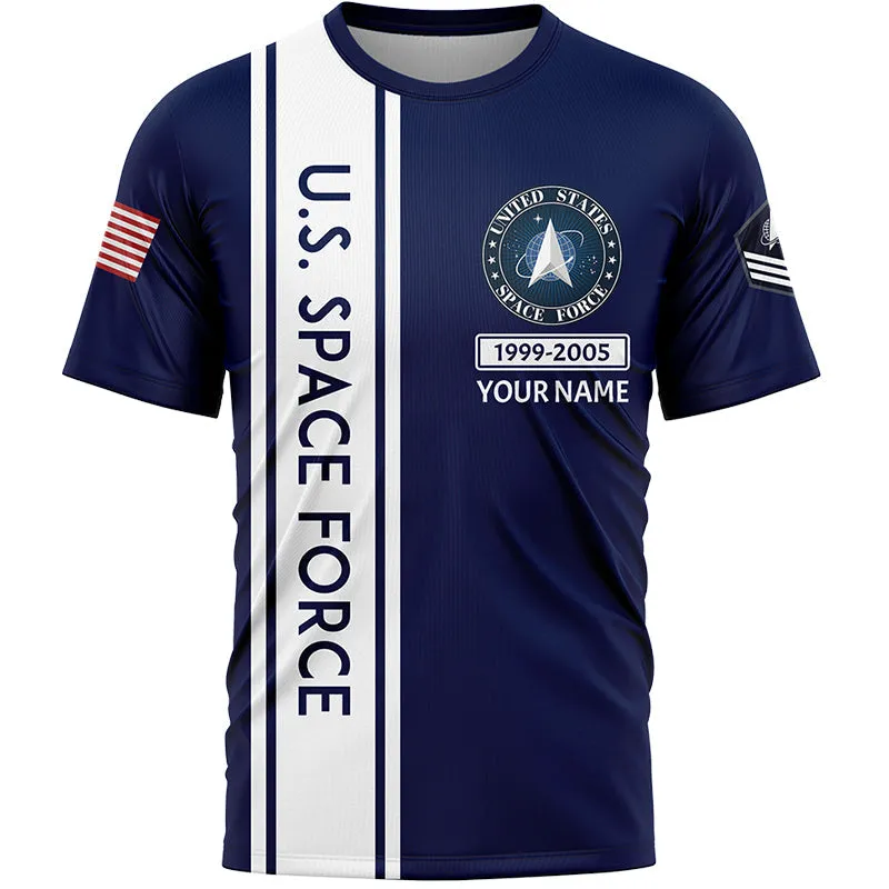 Custom Navy U.S Space Force Military Rank Name T-Shirt