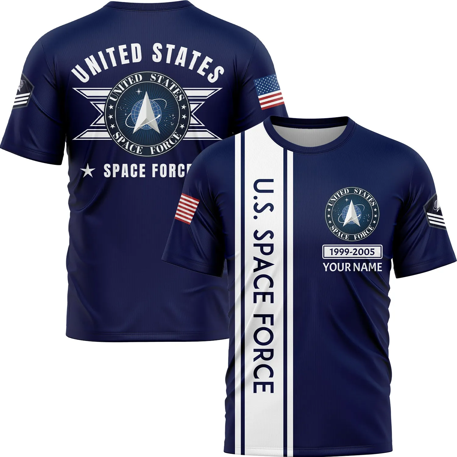 Custom Navy U.S Space Force Military Rank Name T-Shirt