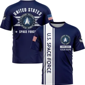 Custom Navy U.S Space Force Military Rank Name T-Shirt