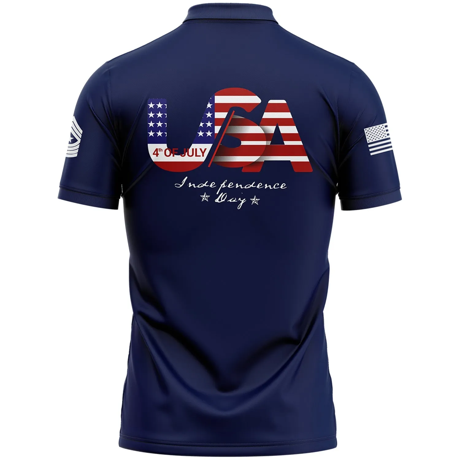 Custom Navy USA Military Rank Name Independence Day Golf Polo Shirt