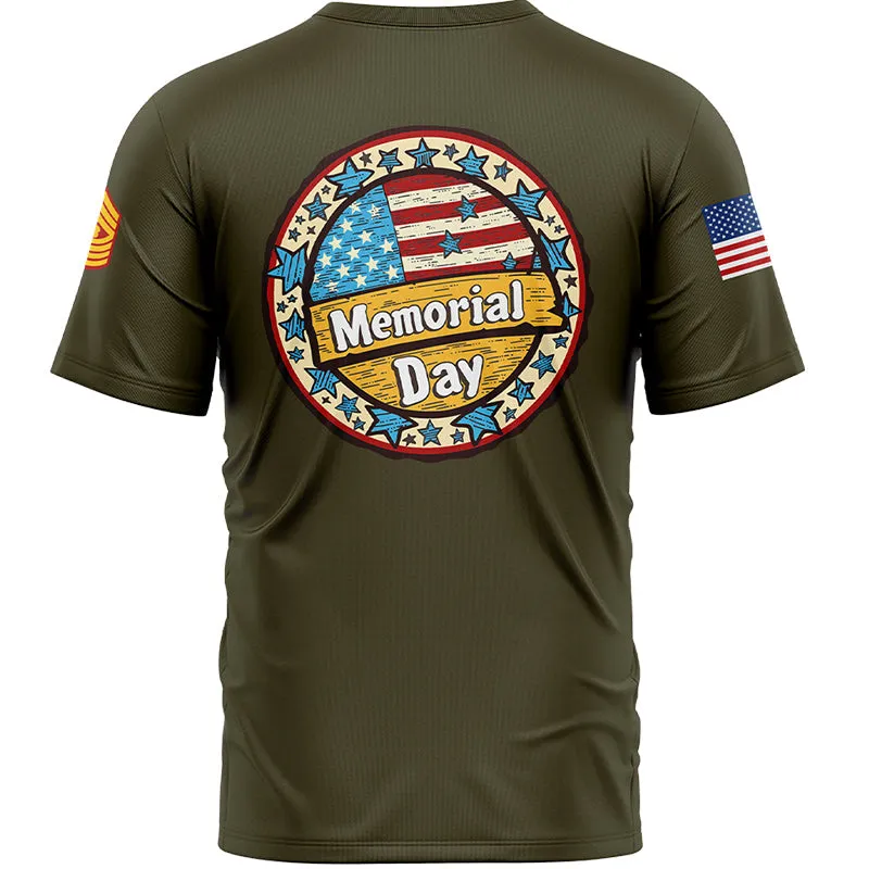 Custom Olive 1776 American Flag U.S Marine Corps Military Rank Name Memorial Day T-Shirt