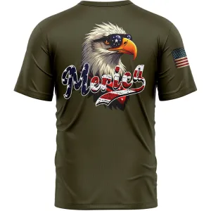 Custom Olive America Eagle Patriot Name T-Shirt