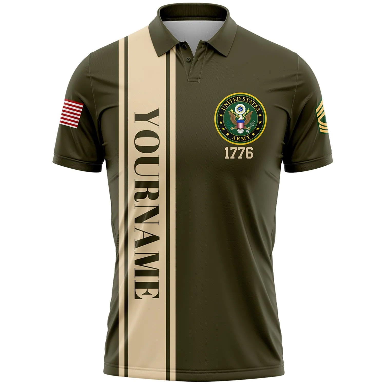 Custom Olive Being A Wife Is A Choice Being A Military Wife 1776 Flag U.S Army Military Rank Name Veterans Day Golf Polo Shirt | Father's Day Gifts