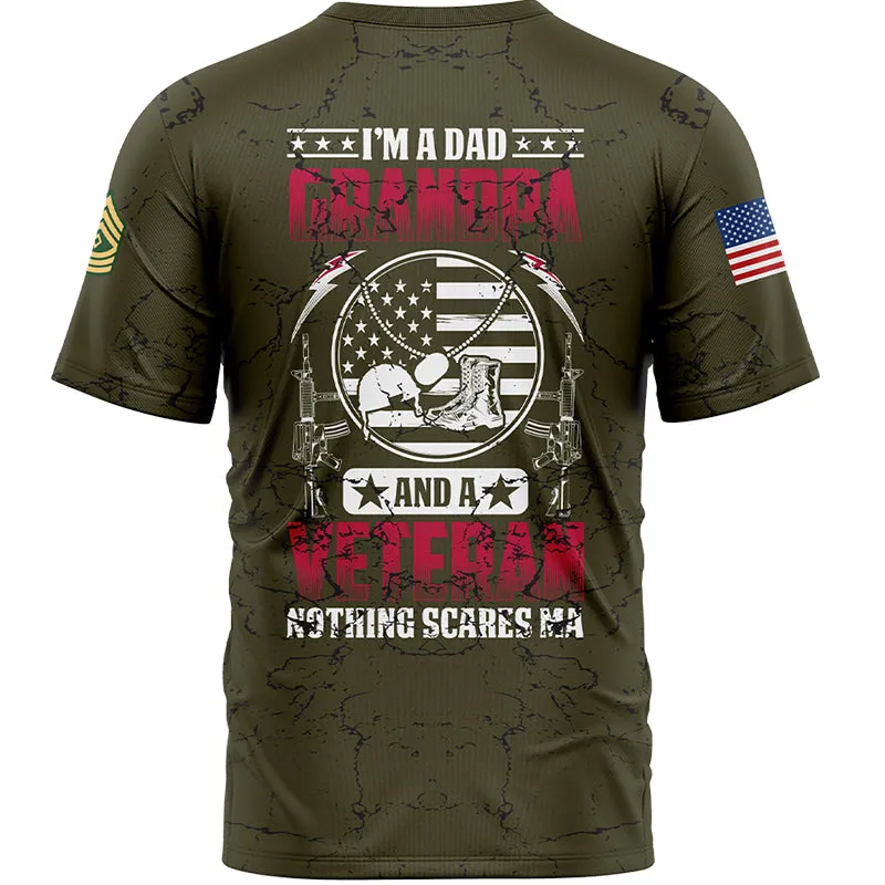 Custom Olive Helmet 1776 Flag U.S Army Military Rank Name Veterans Day T-Shirt | Father's Day Gifts