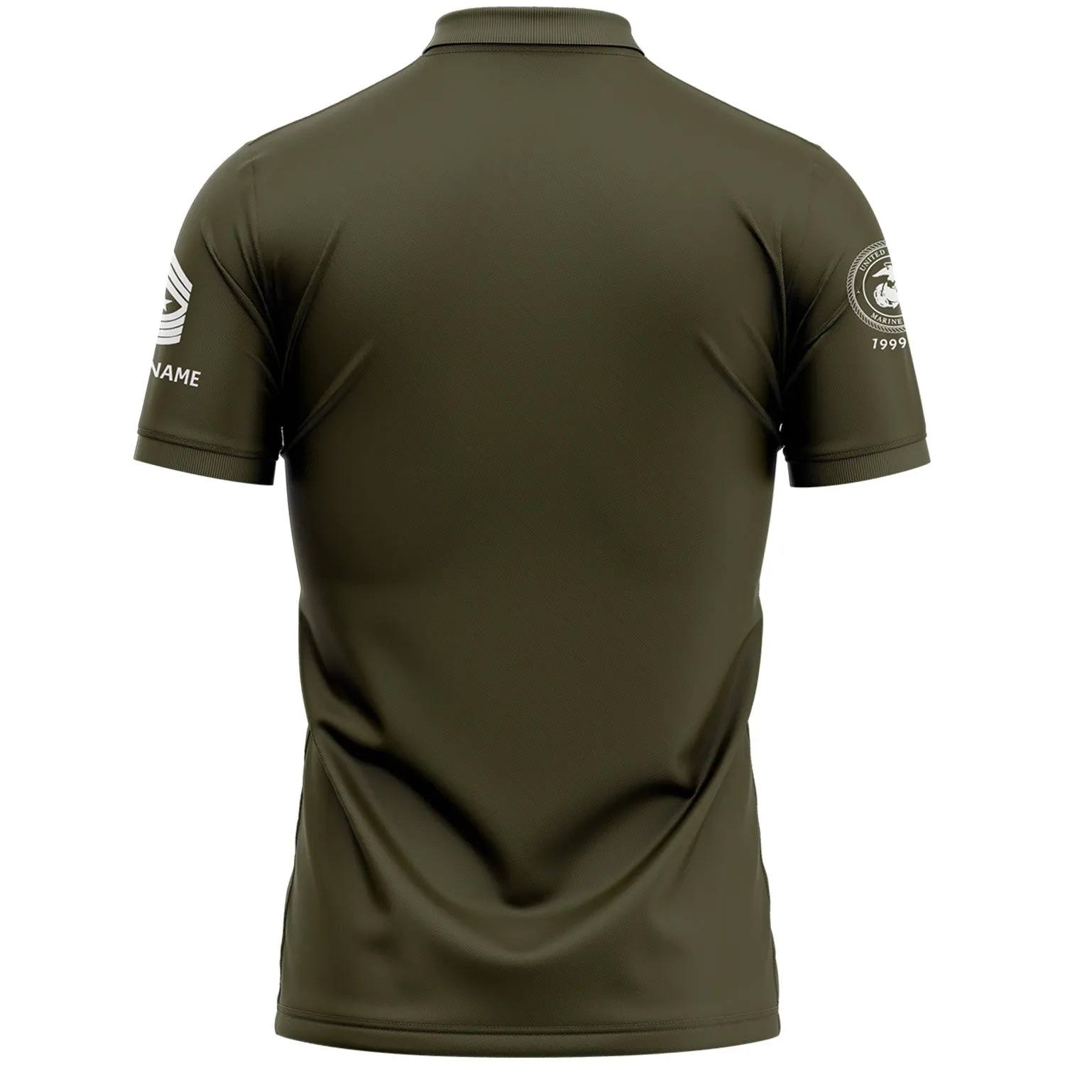Custom Olive Land OF The Free Don't Tread On Me America Because Of The Brave 1776 Military Rank Veteran Name Golf Polo Shirt