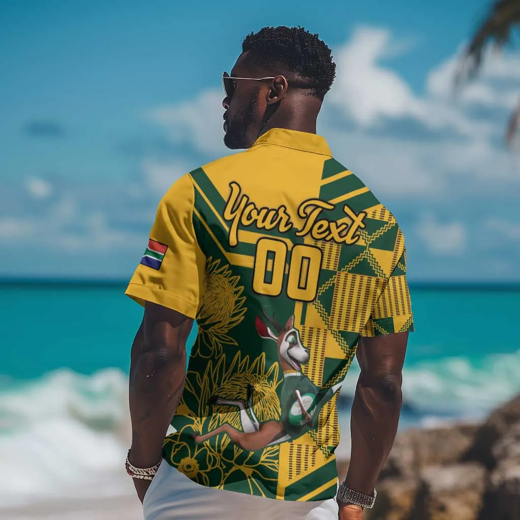 Custom South Africa Rugby Hawaiian Shirt Springboks With Protea Cynaroides LT18