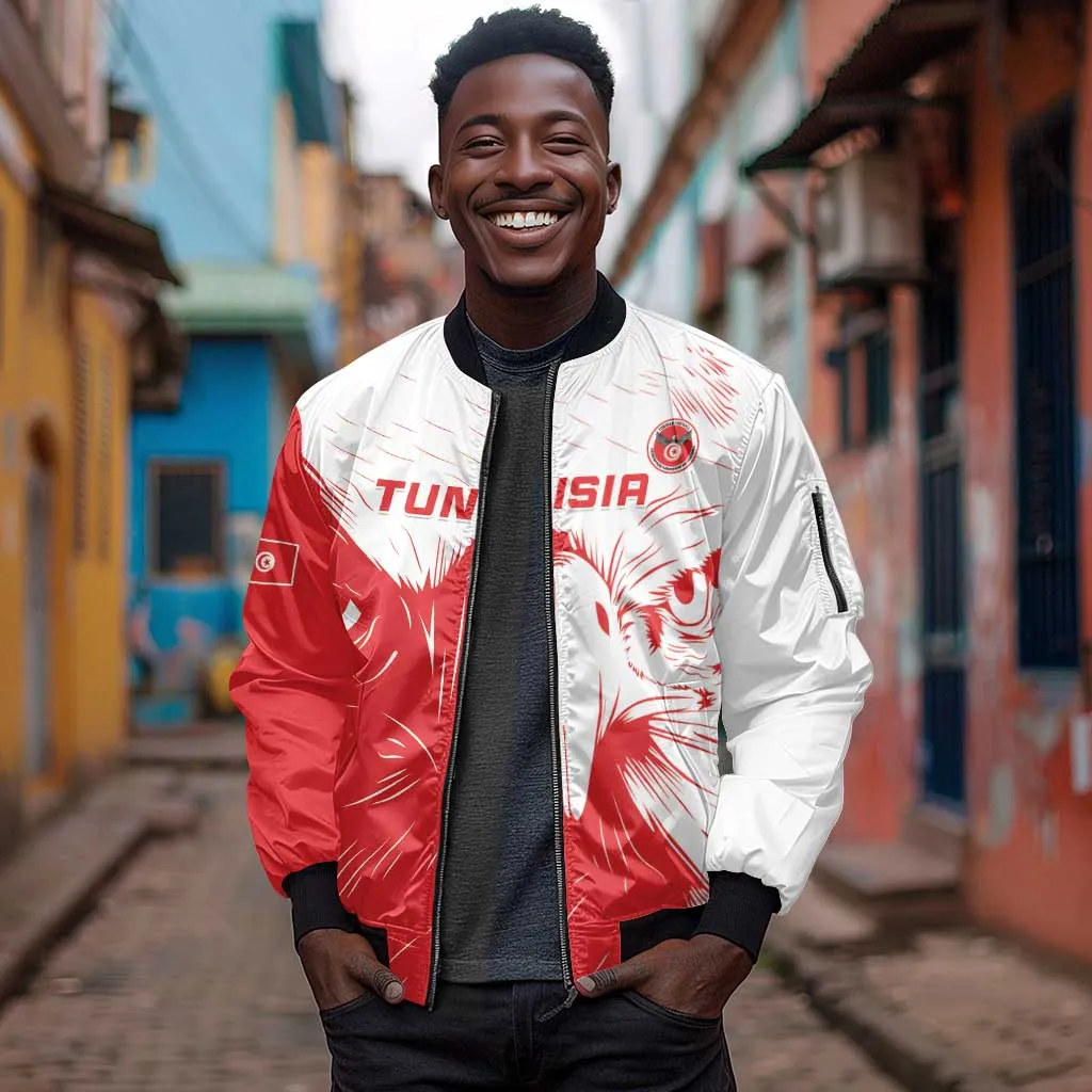 Custom Tunisia Football Sleeve Zip Bomber Jacket Go Champions LT15