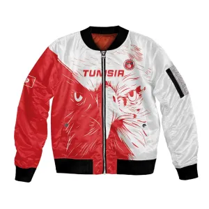 Custom Tunisia Football Sleeve Zip Bomber Jacket Go Champions LT15