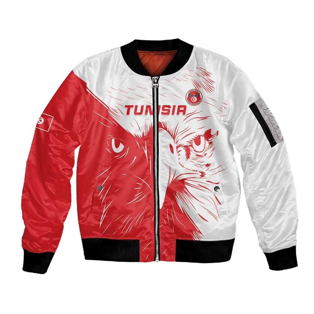 Custom Tunisia Football Sleeve Zip Bomber Jacket Go Champions LT15
