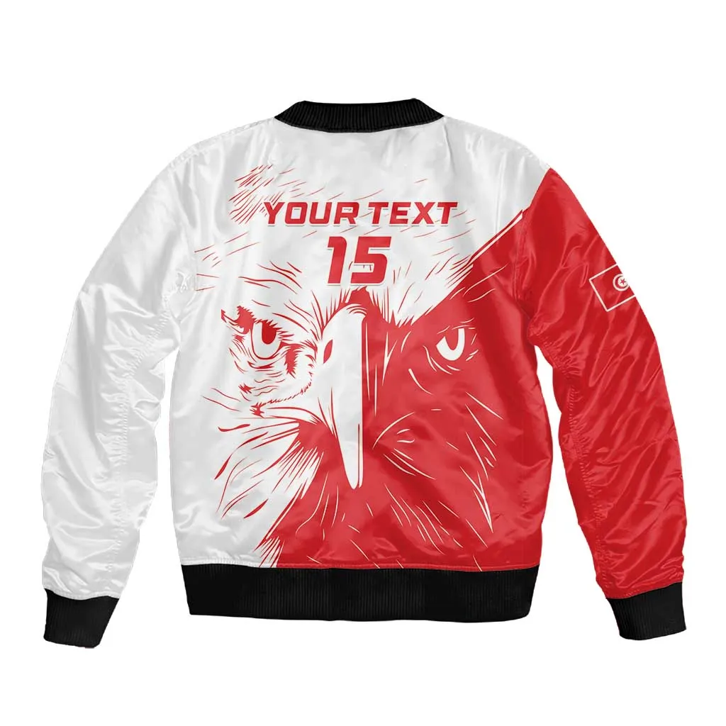 Custom Tunisia Football Sleeve Zip Bomber Jacket Go Champions LT15