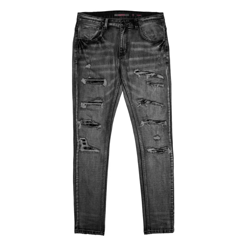 Cutty Men Thorny Rip & Repair Denim - Black