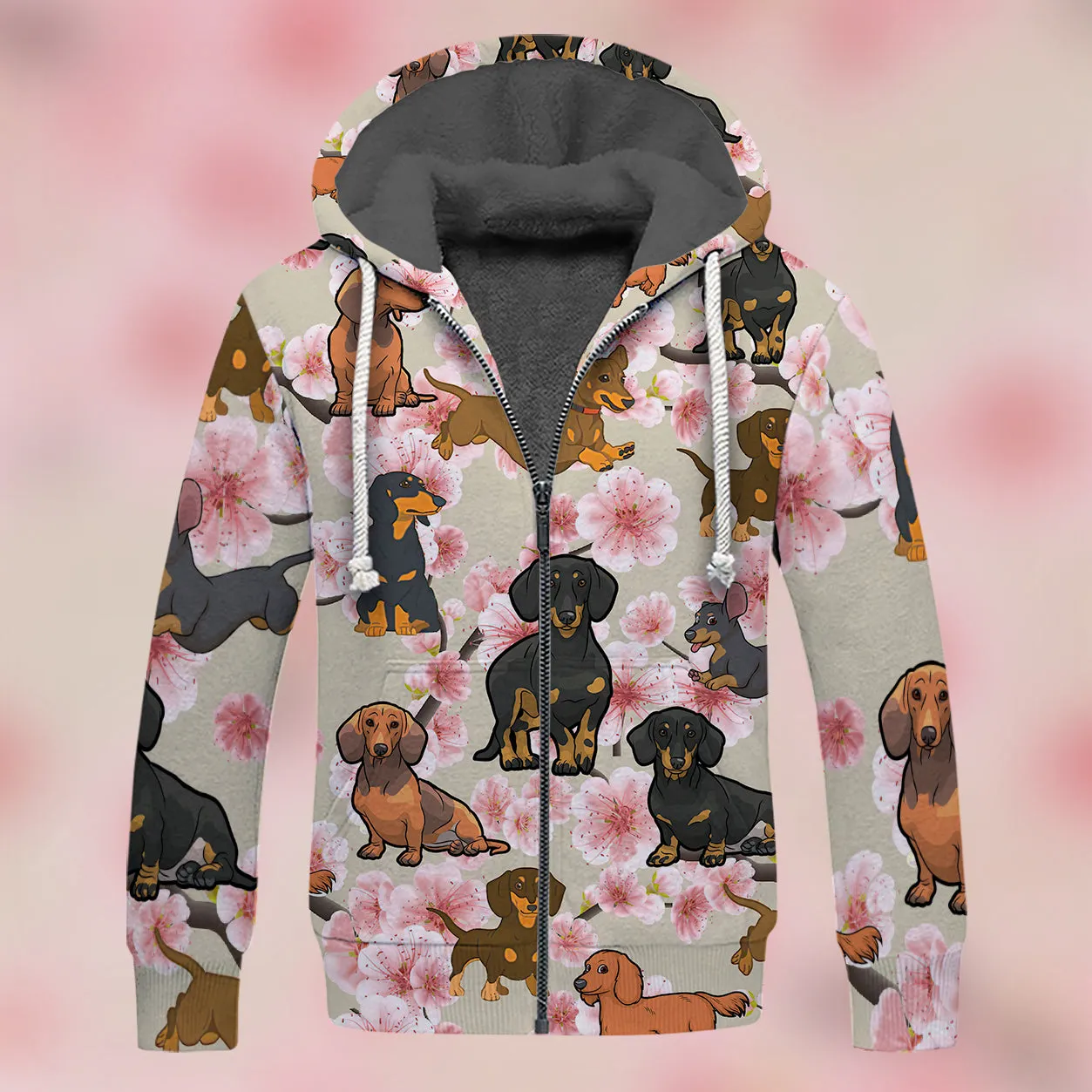 Dachshund And Pink Flower 3D Full Print Shirts