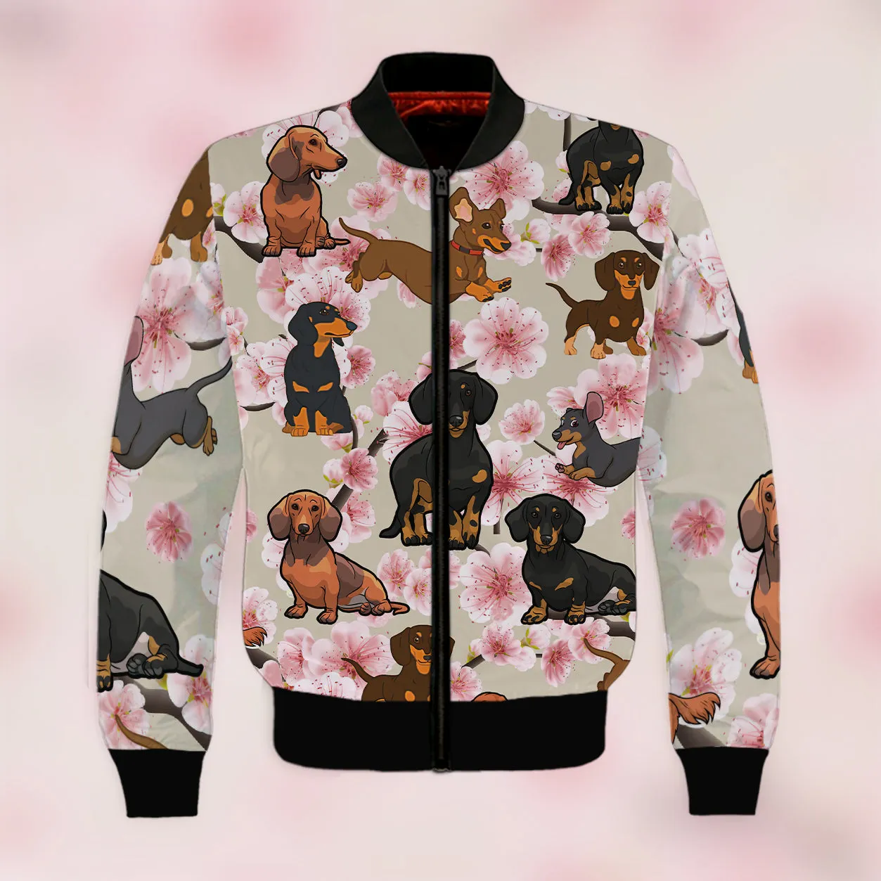 Dachshund And Pink Flower 3D Full Print Shirts
