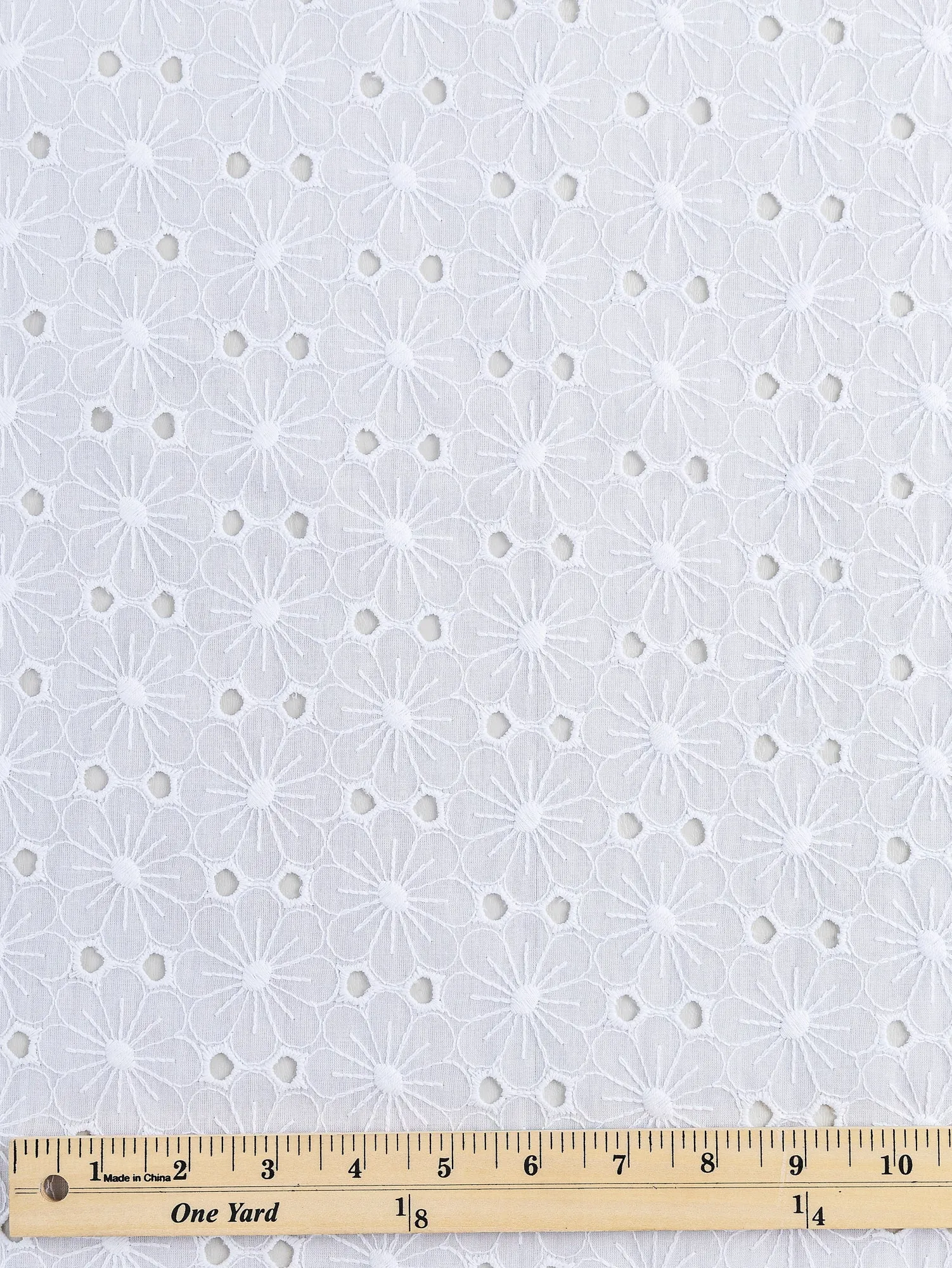 Daisy Cotton Eyelet Deadstock - White