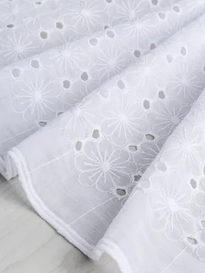 Daisy Cotton Eyelet Deadstock - White