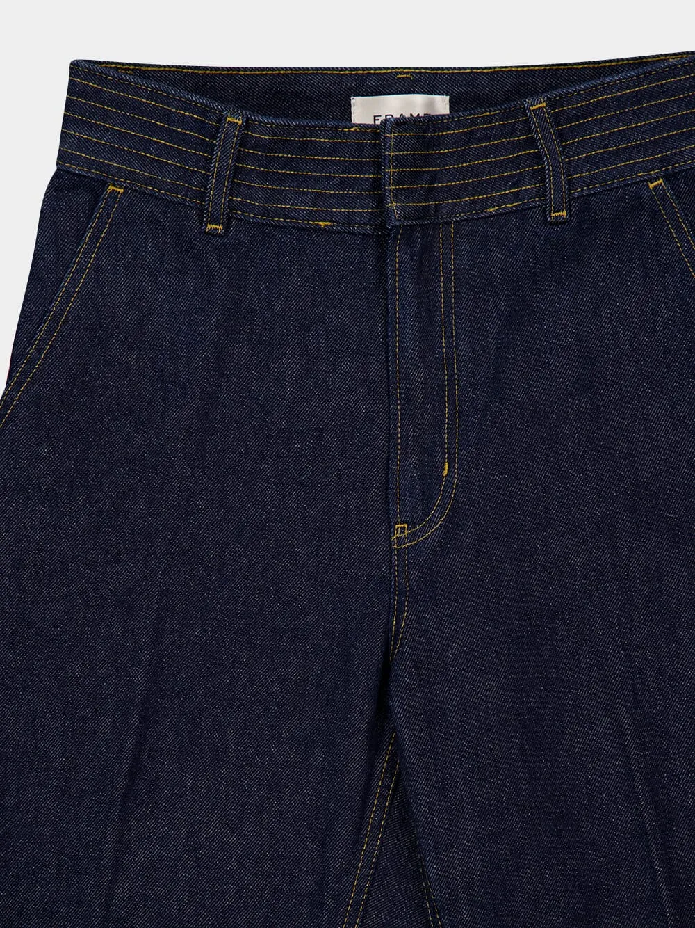 Dark Blue Trapunto Denim Trousers