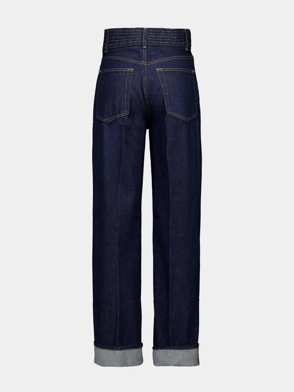 Dark Blue Trapunto Denim Trousers