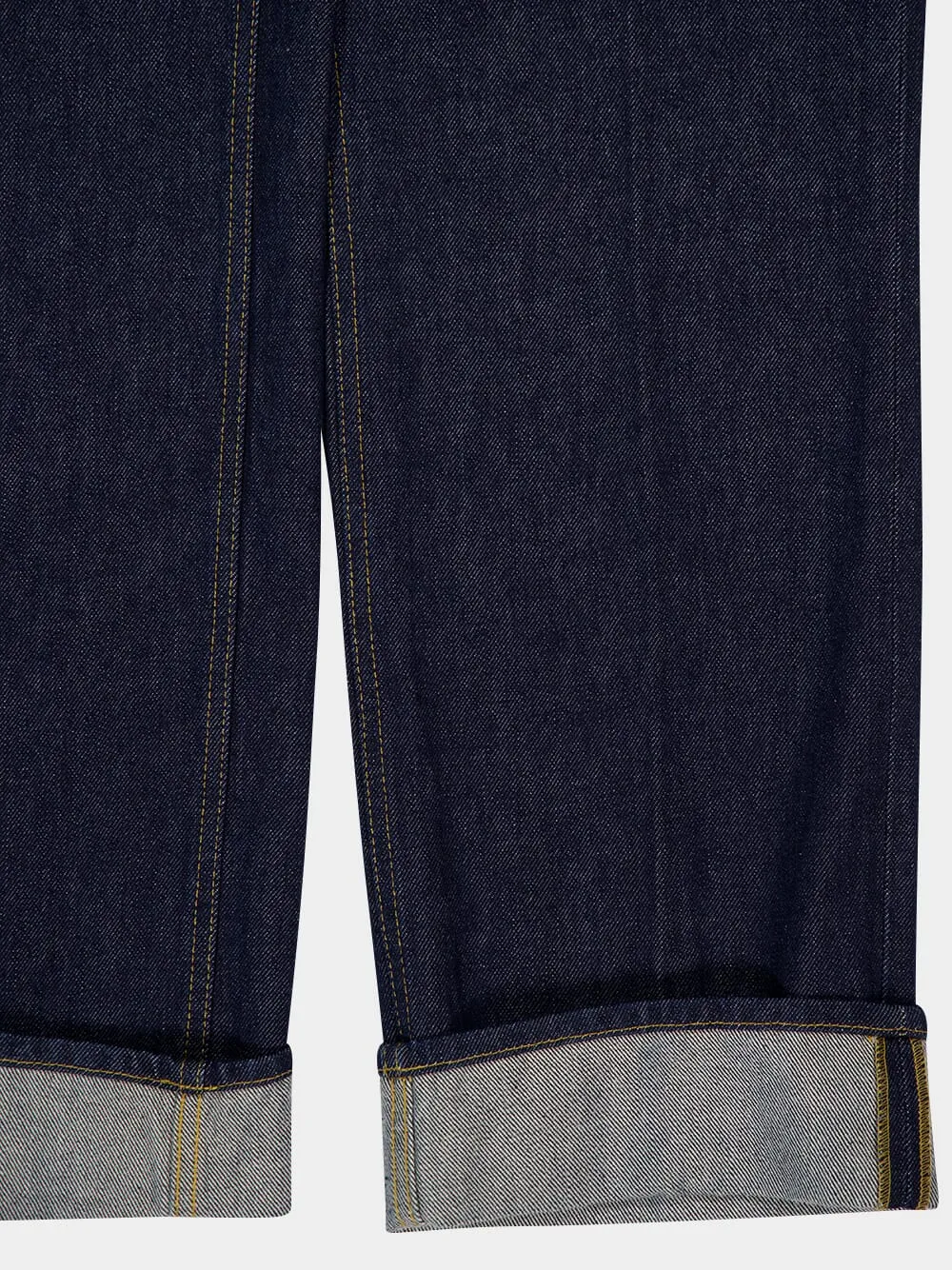 Dark Blue Trapunto Denim Trousers