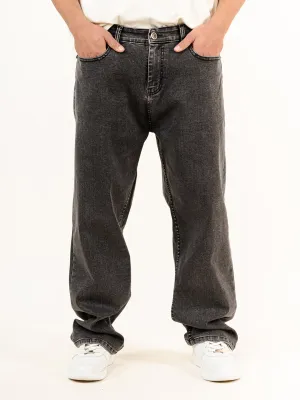 Dark Grey Baggy Fit plain Jeans