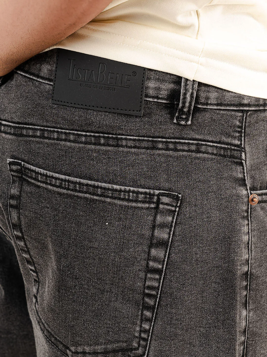 Dark Grey Baggy Fit plain Jeans