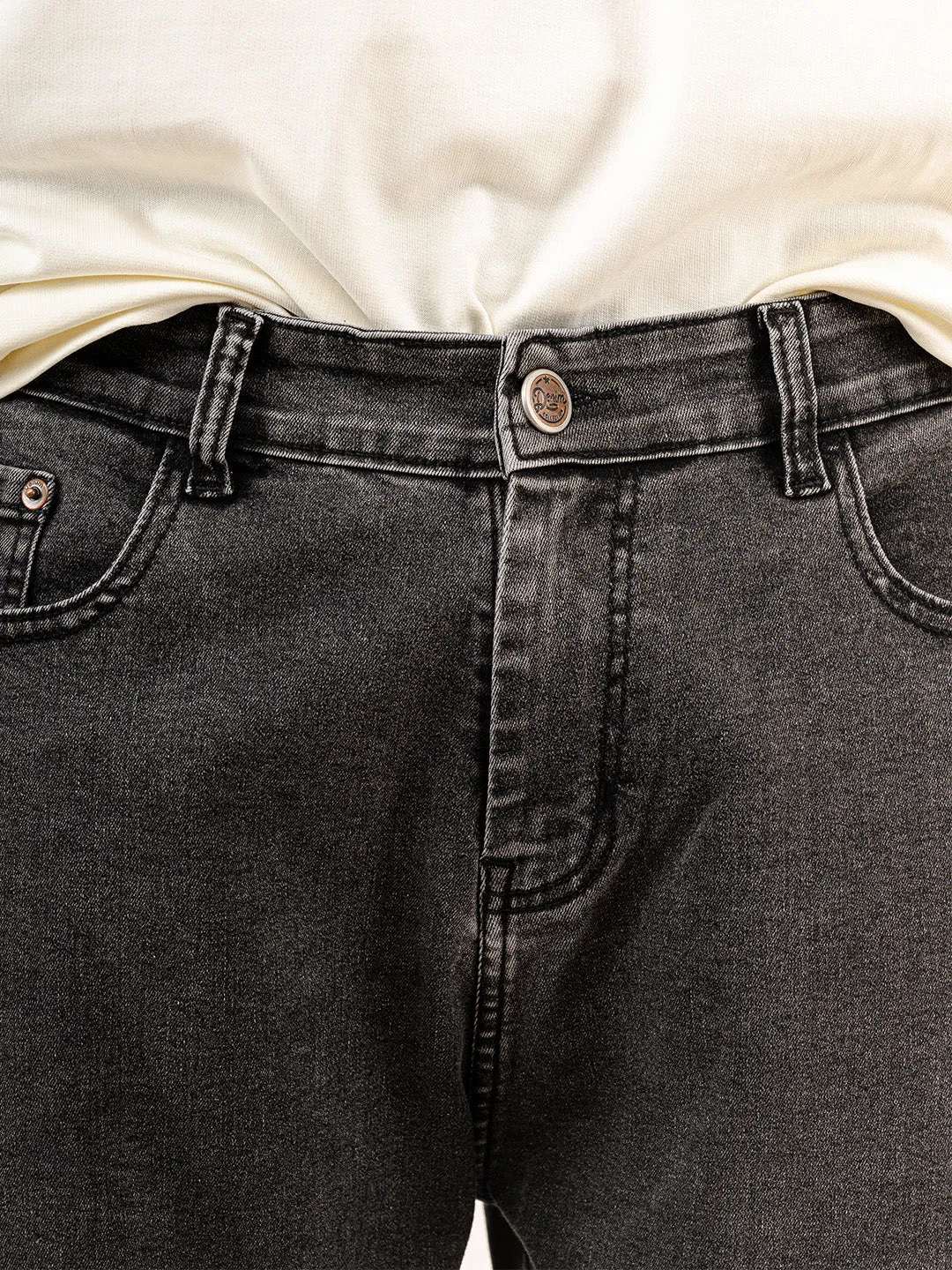 Dark Grey Baggy Fit plain Jeans