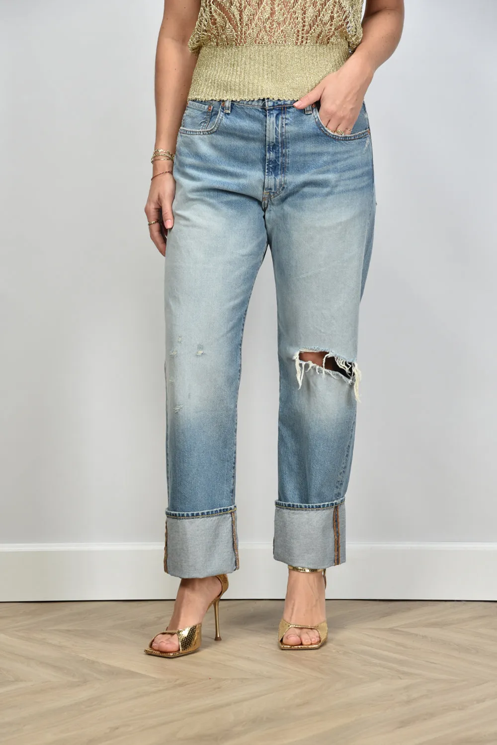 Denimist jeans Lucy BF Jean DSW3000 alsen indigo w/ rips and cuff
