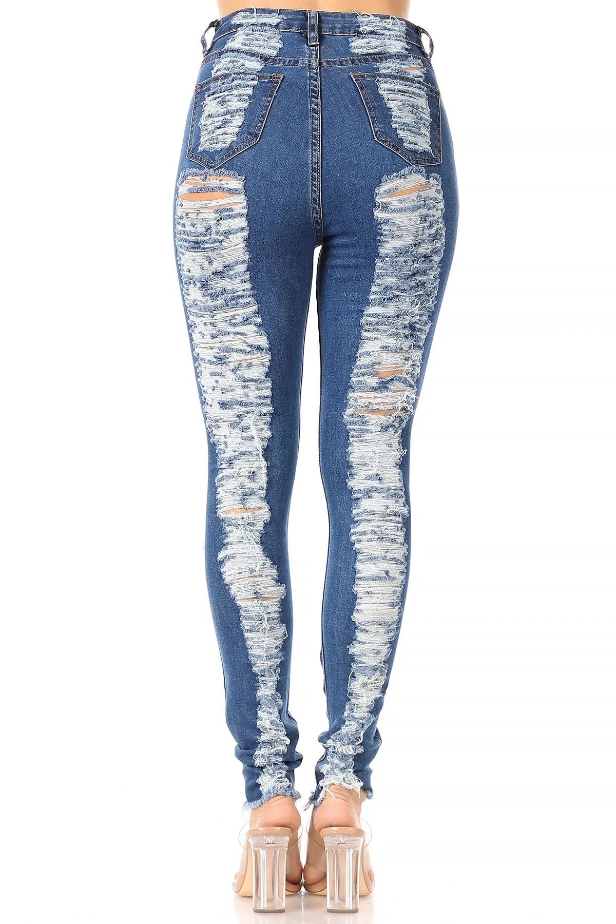 Destroyed High Waist Skinny Jeans