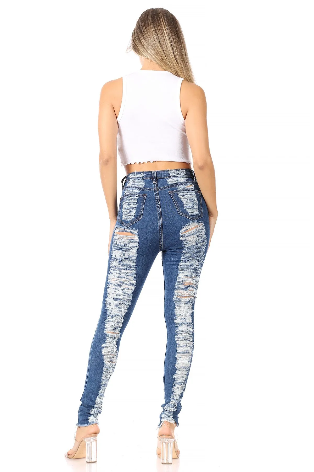 Destroyed High Waist Skinny Jeans