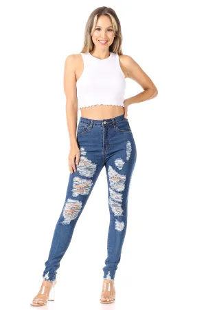 Destroyed High Waist Skinny Jeans