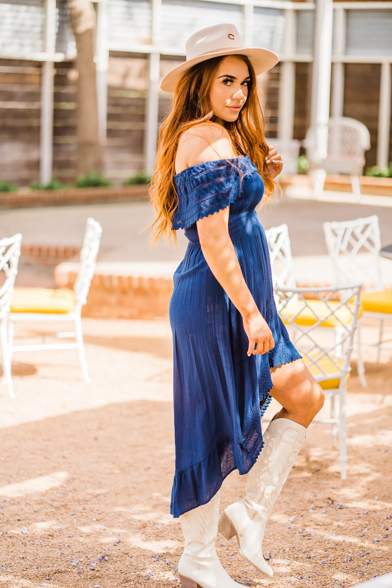 Dress, Hi-Lo Off Shoulder with Lace Detail, Multiple Colors - Style PSL-266