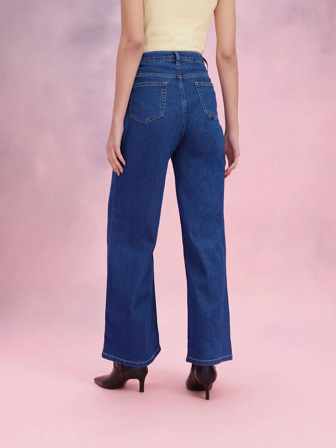DressBerry Women Wide Leg High-Rise Stretchable Jeans