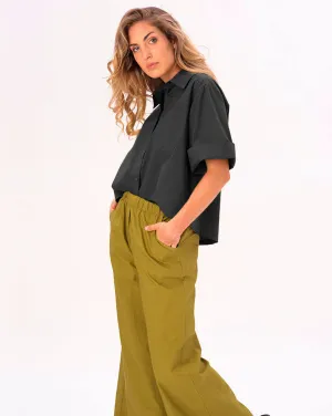 Drop 3/4 Sleeve Cotton Button Up Shirt