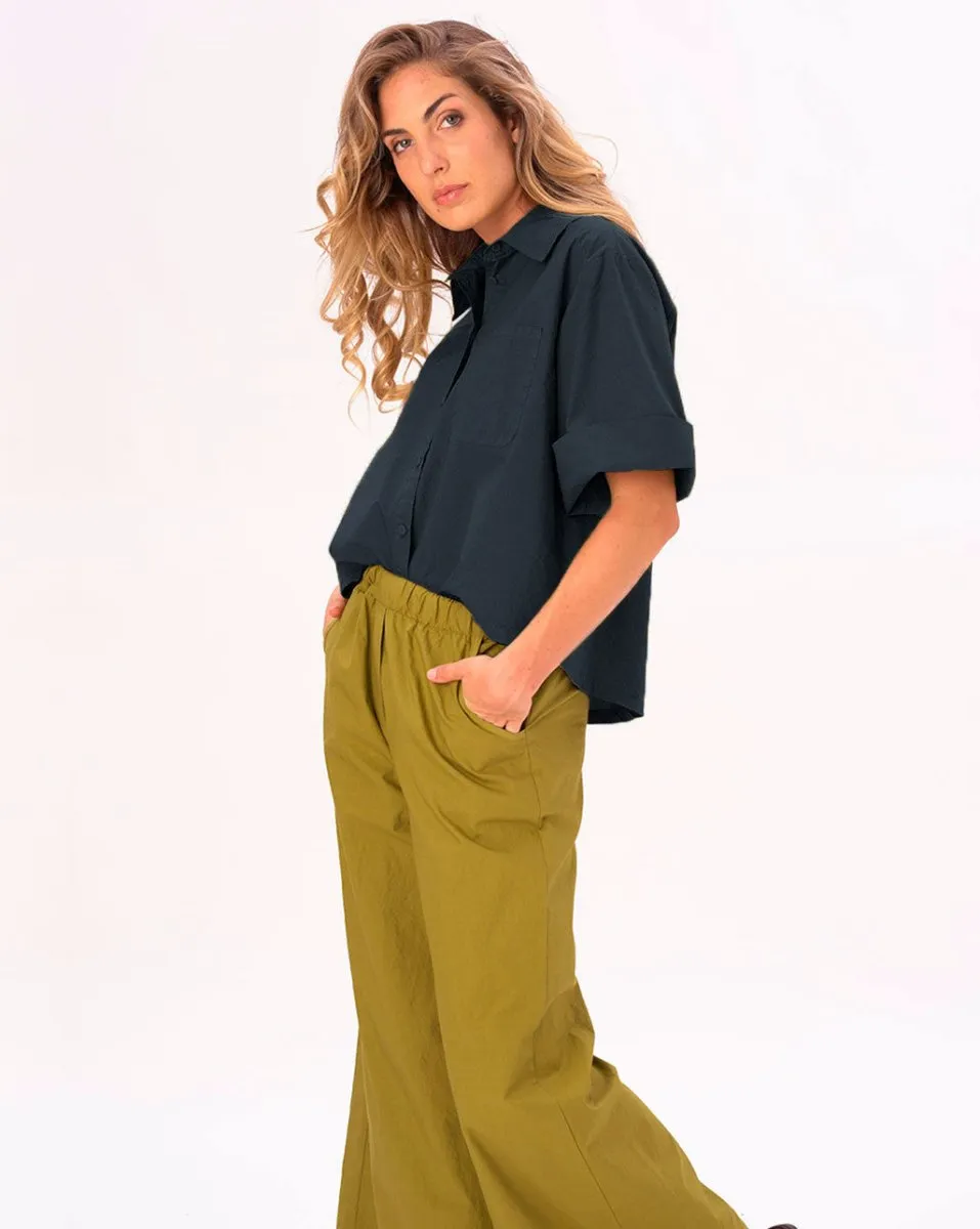 Drop 3/4 Sleeve Cotton Button Up Shirt