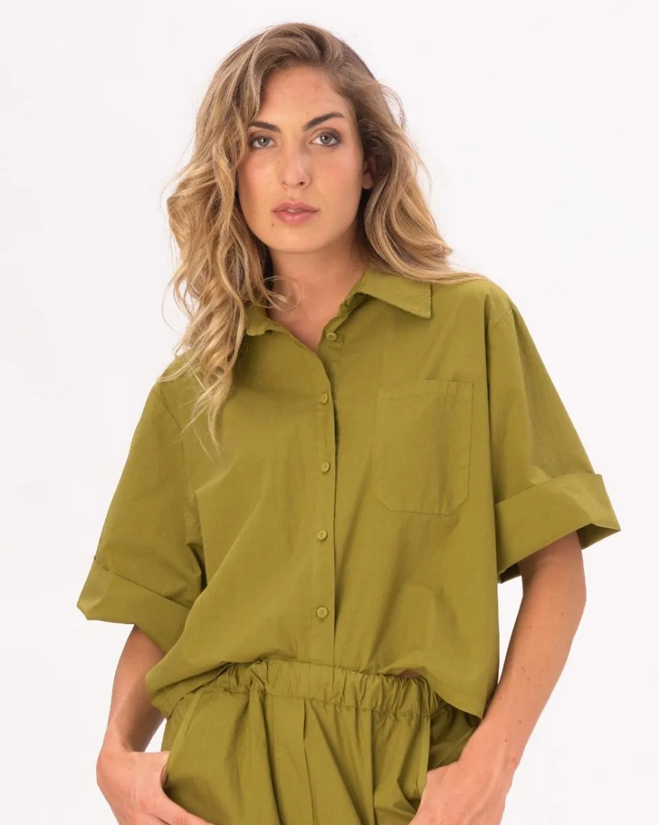 Drop 3/4 Sleeve Cotton Button Up Shirt