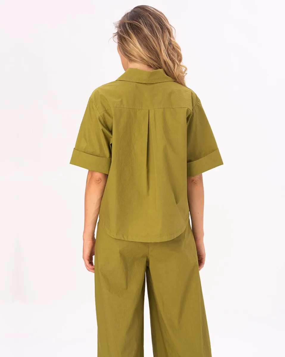 Drop 3/4 Sleeve Cotton Button Up Shirt