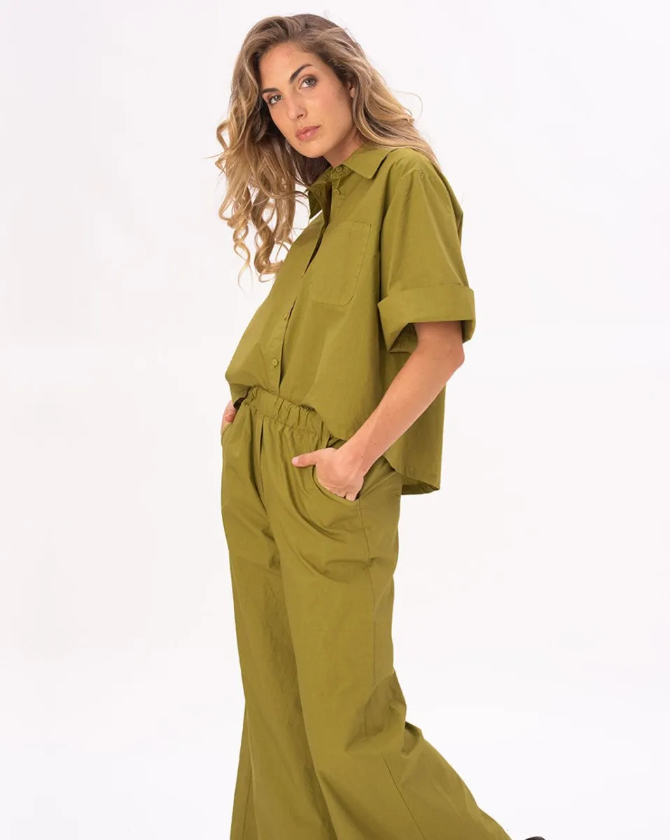 Drop 3/4 Sleeve Cotton Button Up Shirt