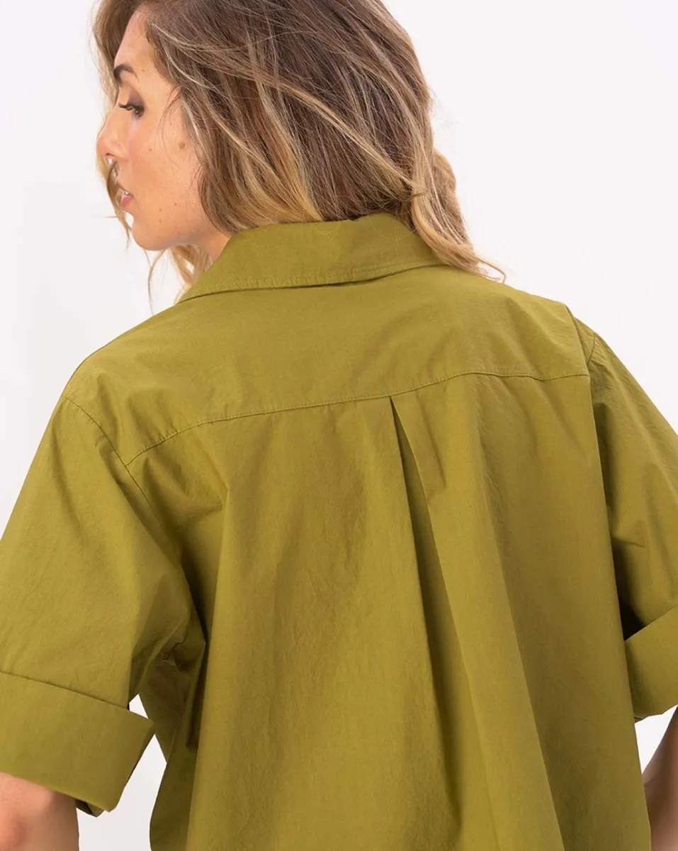 Drop 3/4 Sleeve Cotton Button Up Shirt