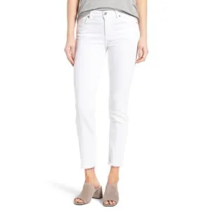 Eileen Fisher White Raw Hem Slim Fit Jeans