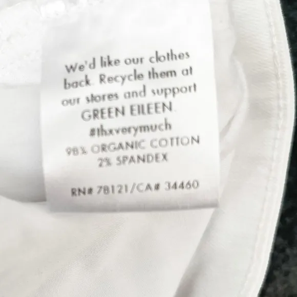 Eileen Fisher White Raw Hem Slim Fit Jeans