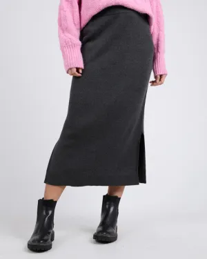 ELODIE KNIT SKIRT - Charcoal Marle