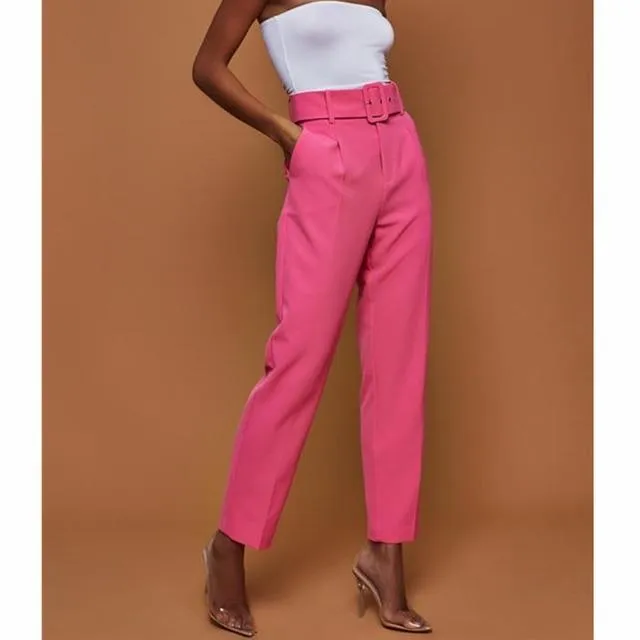 Emilia - Belted high-waisted suit pants