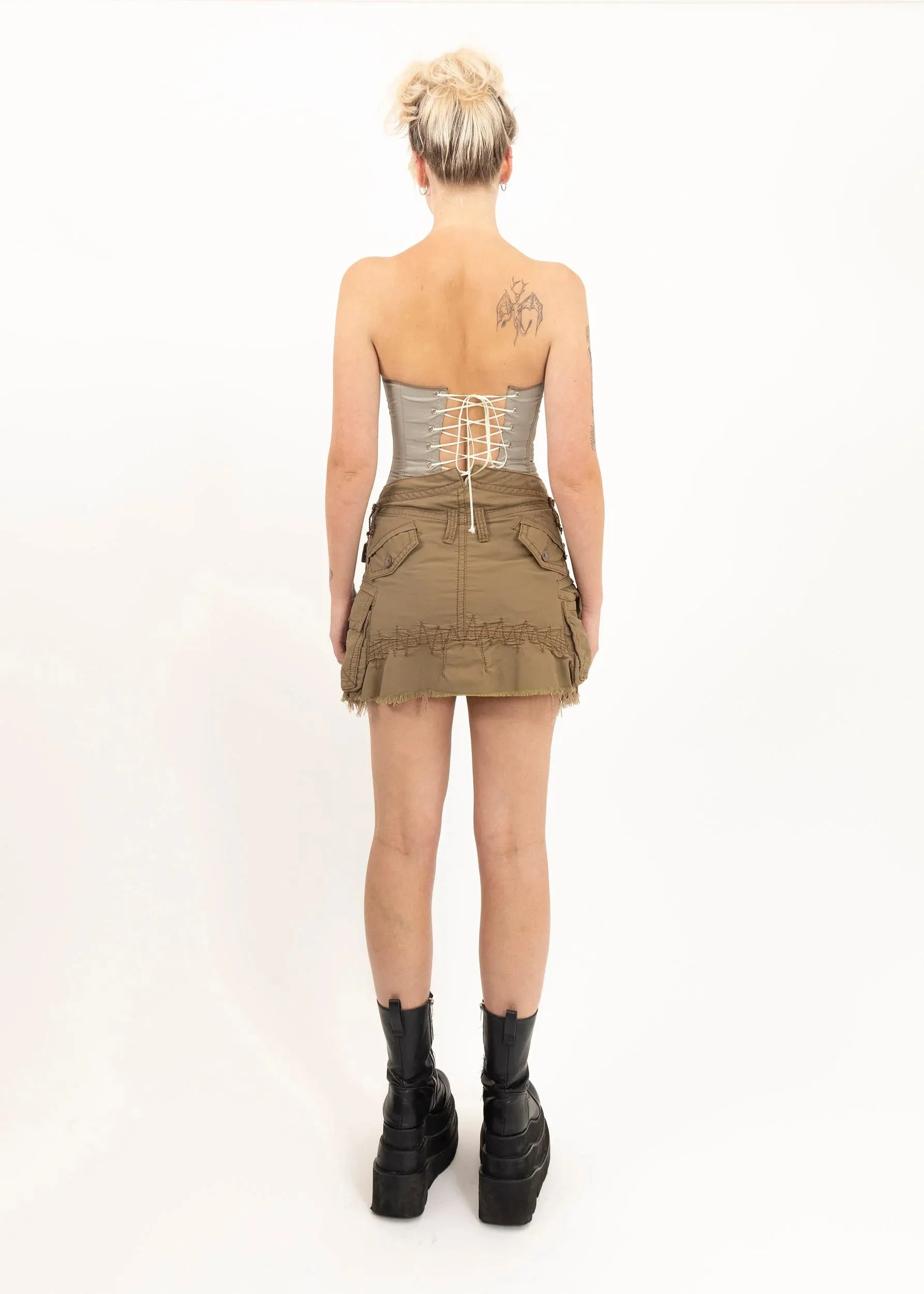 Engineered cargo style mini skirt