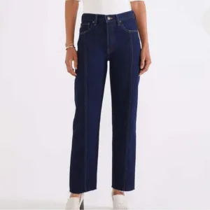 Etica Denim Tyler Seamed Straight Crop Jeans Night Swim Dark Rigid Denim Recycle